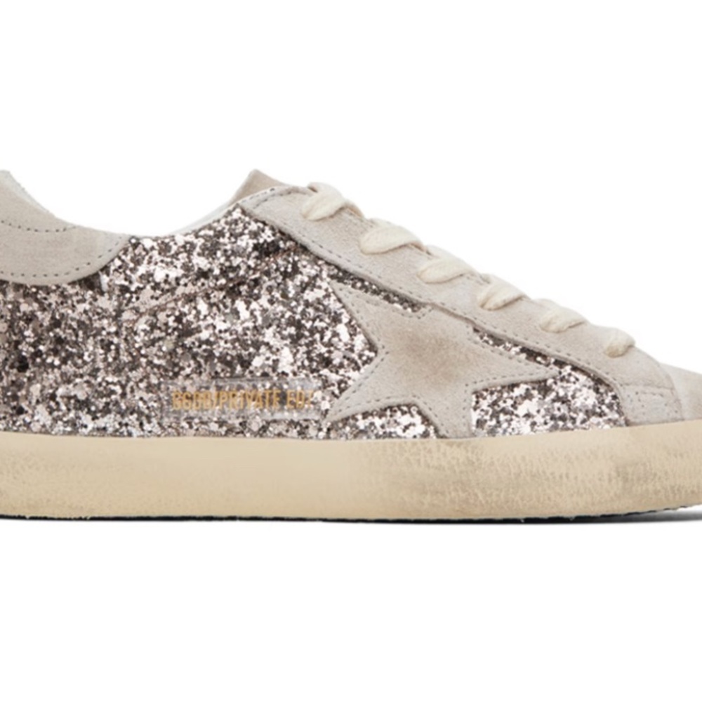 Golden Goose SSENSE Exclusive Silver Glitter Superstar Sneakers